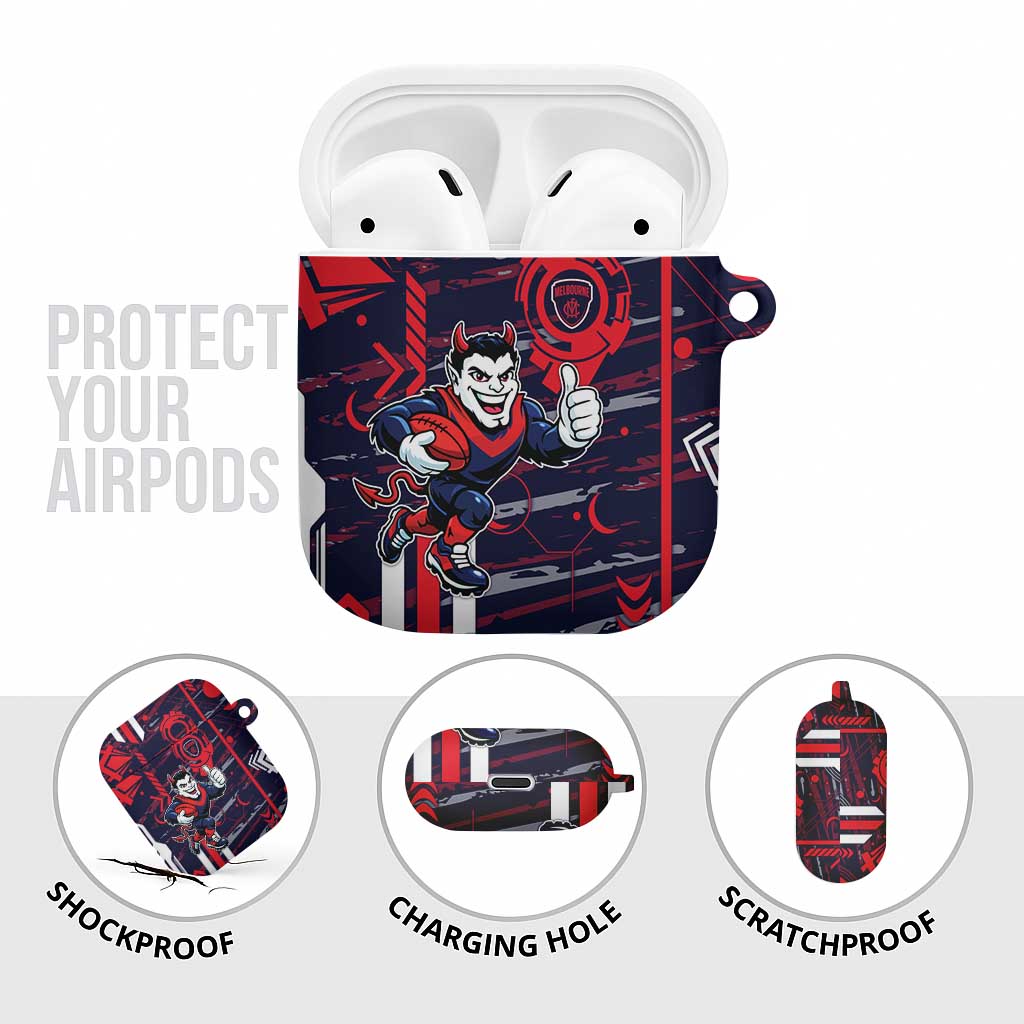 Melbourne Demons AirPods Case Mascot Cartoon Football Illustration Style