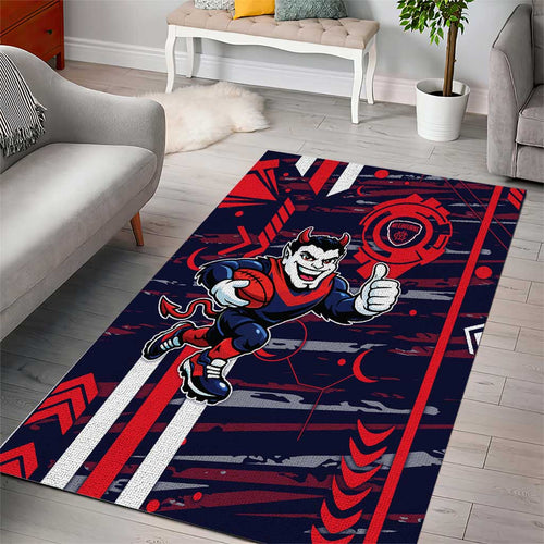 Melbourne Demons Area Rug Mascot Cartoon Football Illustration Style