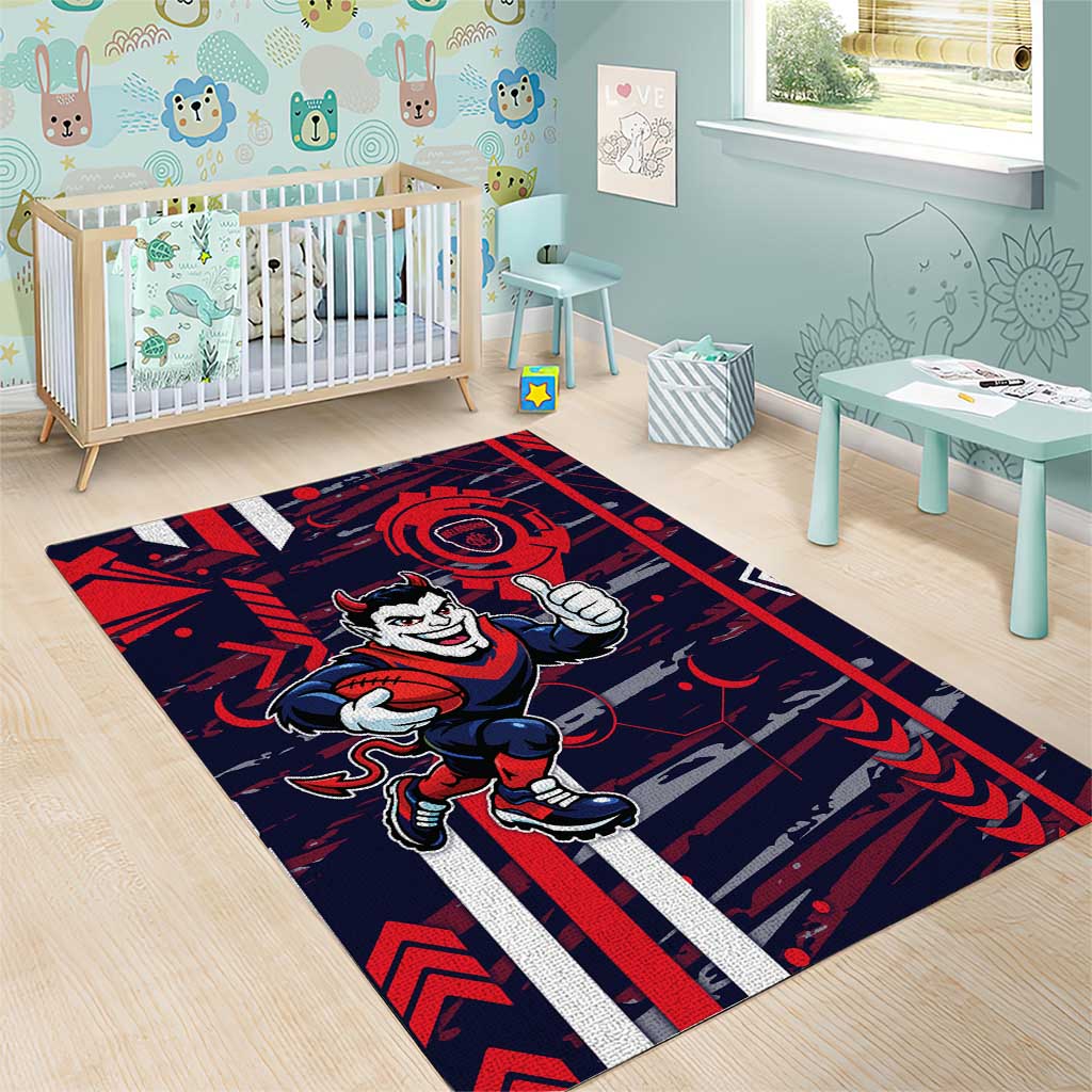 Melbourne Demons Area Rug Mascot Cartoon Football Illustration Style