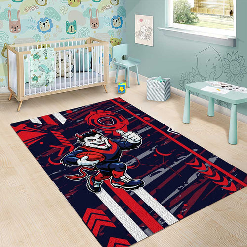 Melbourne Demons Area Rug Mascot Cartoon Football Illustration Style