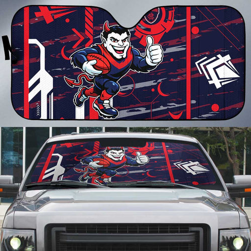Melbourne Demons Auto Sun Shade Mascot Cartoon Football Illustration Style
