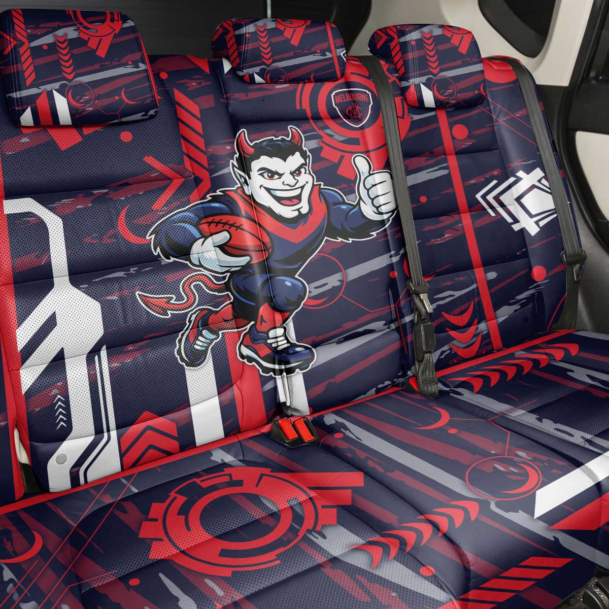 Melbourne Demons Back Car Seat Cover Mascot Cartoon Football Illustration Style