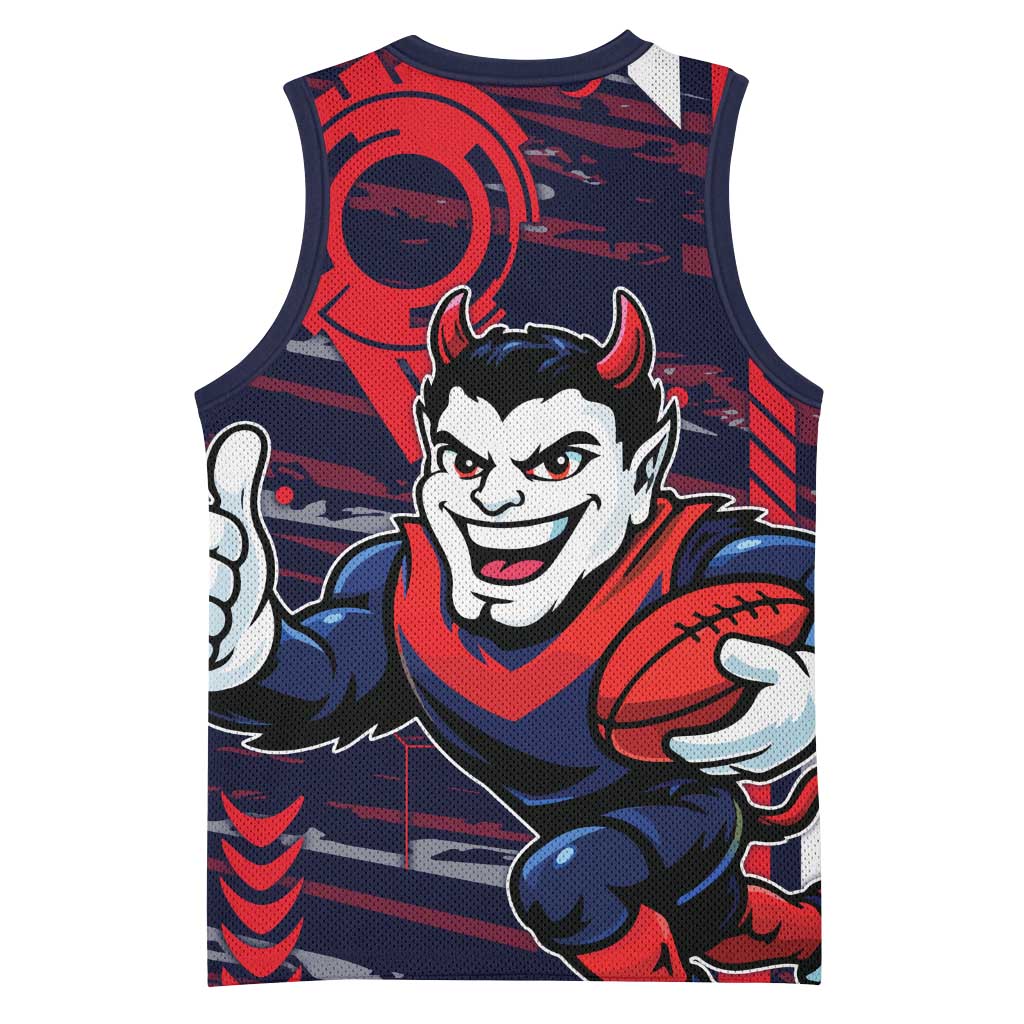 Melbourne Demons Basketball Jersey Mascot Cartoon Football Illustration Style