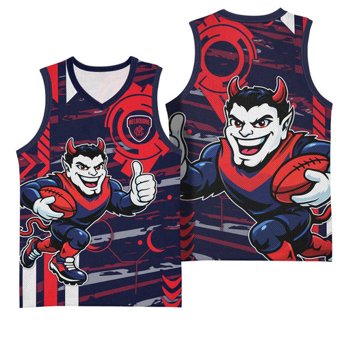 Melbourne Demons Basketball Jersey Mascot Cartoon Football Illustration Style