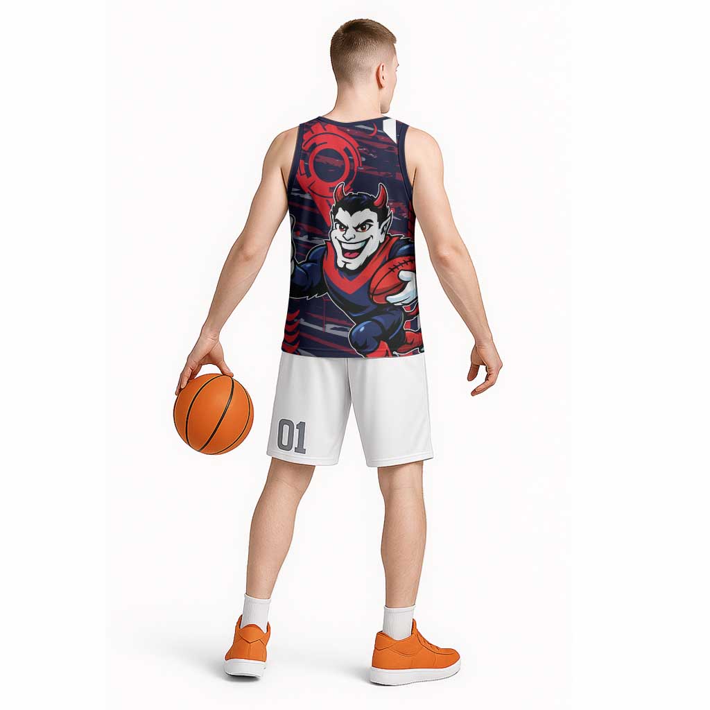 Melbourne Demons Basketball Jersey Mascot Cartoon Football Illustration Style