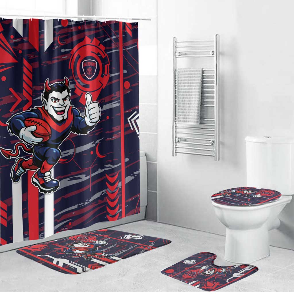 Melbourne Demons Bathroom Set Mascot Cartoon Football Illustration Style