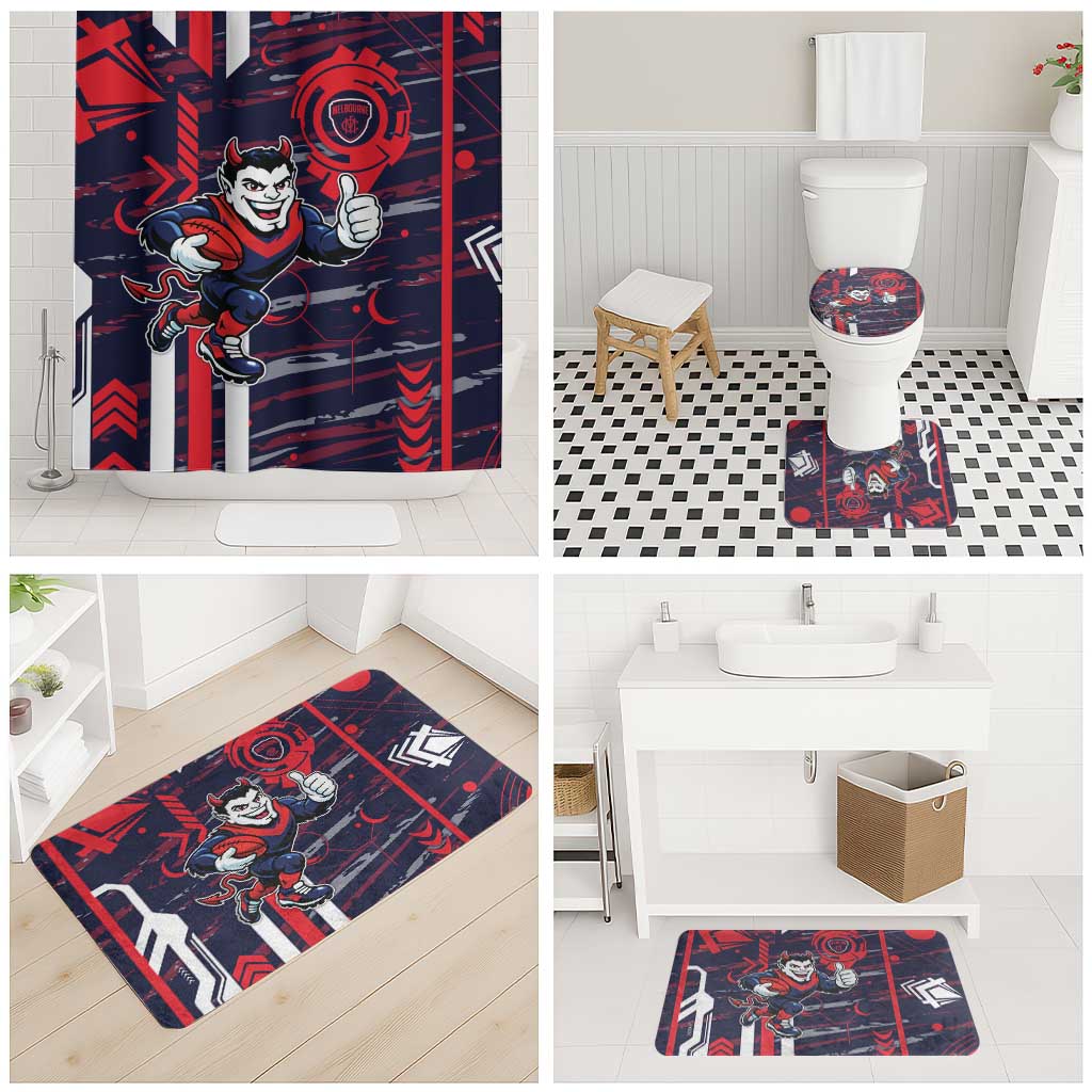 Melbourne Demons Bathroom Set Mascot Cartoon Football Illustration Style