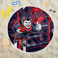 Melbourne Demons Beach Blanket Mascot Cartoon Football Illustration Style