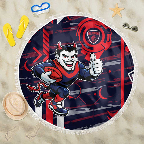 Melbourne Demons Beach Blanket Mascot Cartoon Football Illustration Style