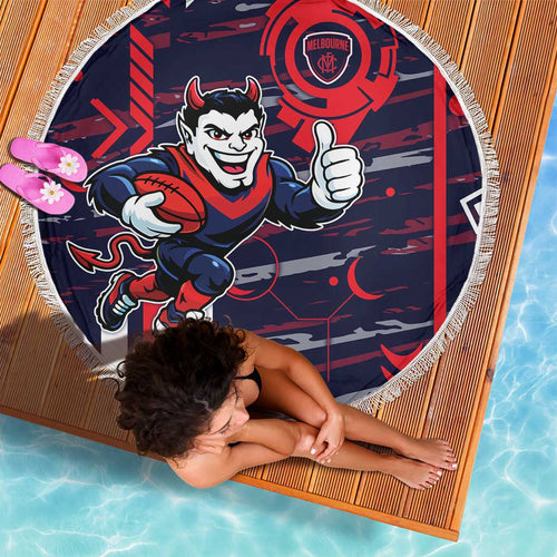 Melbourne Demons Beach Blanket Mascot Cartoon Football Illustration Style