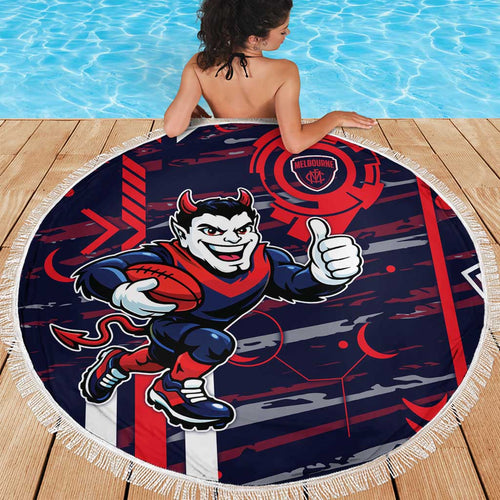 Melbourne Demons Beach Blanket Mascot Cartoon Football Illustration Style