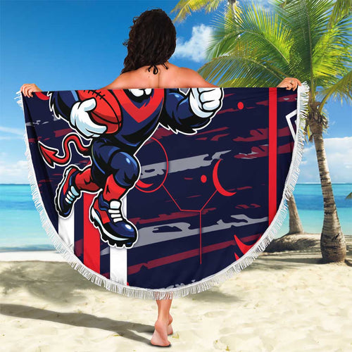 Melbourne Demons Beach Blanket Mascot Cartoon Football Illustration Style