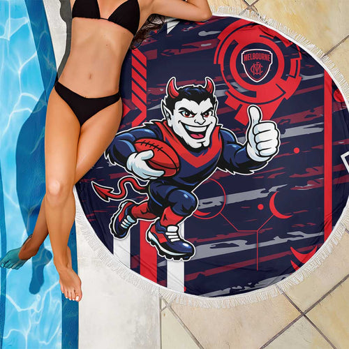 Melbourne Demons Beach Blanket Mascot Cartoon Football Illustration Style