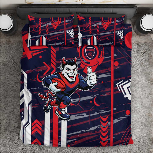 Melbourne Demons Bedding Set Mascot Cartoon Football Illustration Style