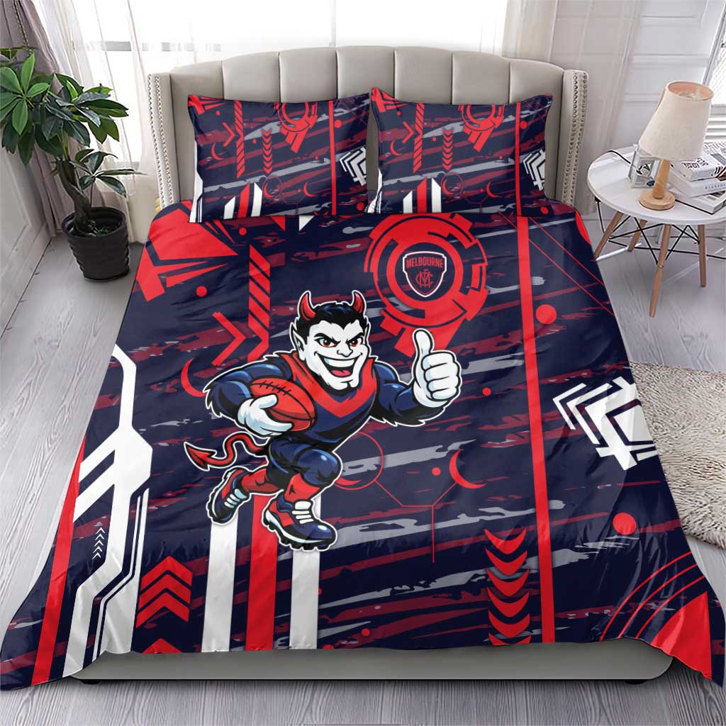 Melbourne Demons Bedding Set Mascot Cartoon Football Illustration Style