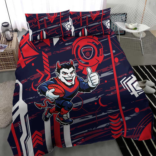 Melbourne Demons Bedding Set Mascot Cartoon Football Illustration Style