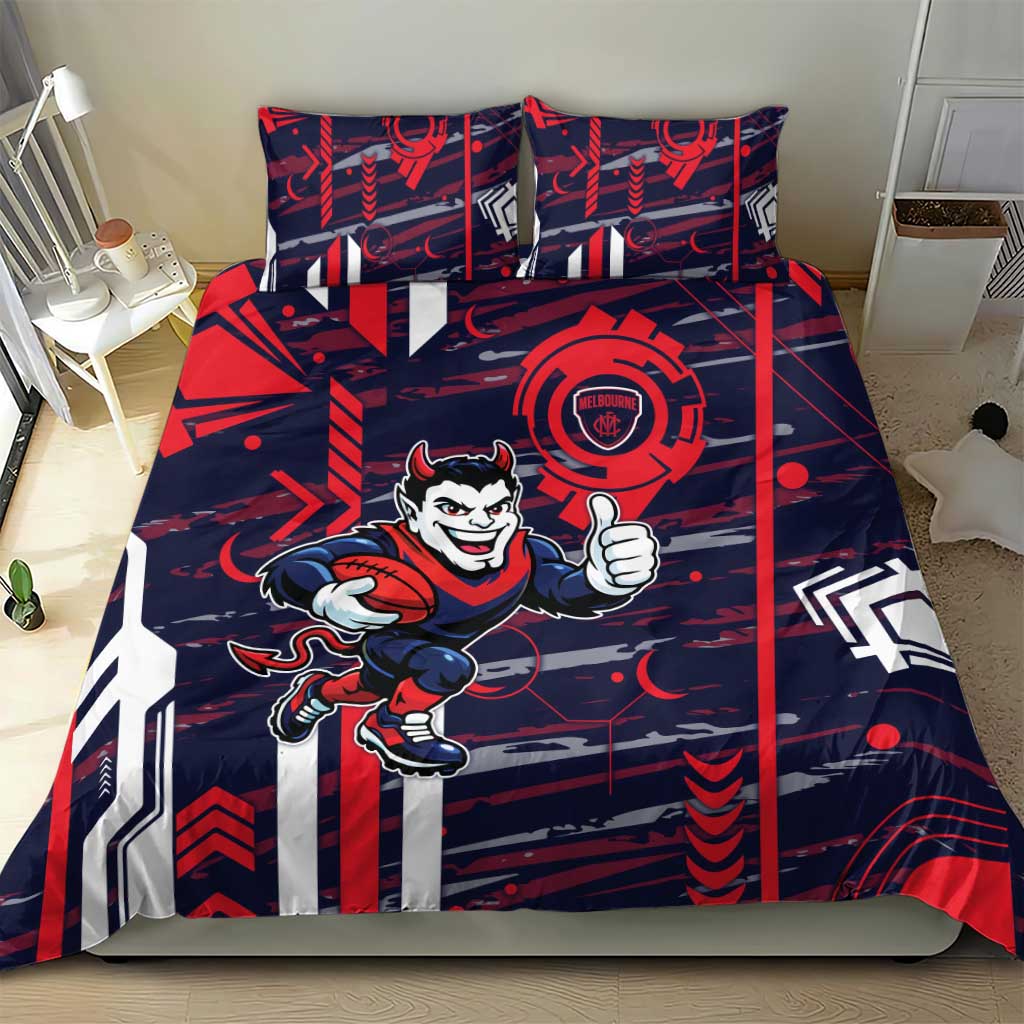 Melbourne Demons Bedding Set Mascot Cartoon Football Illustration Style