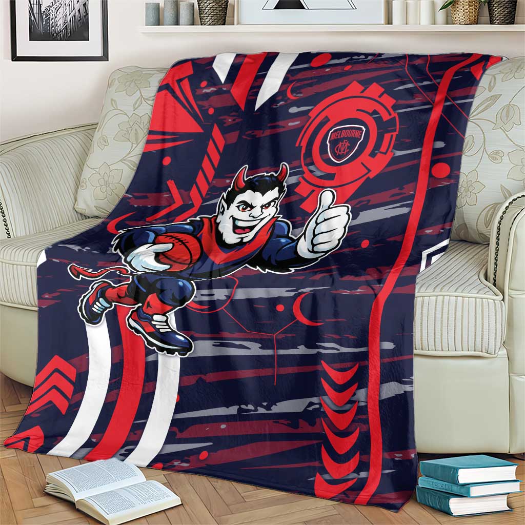 Melbourne Demons Blanket Mascot Cartoon Football Illustration Style