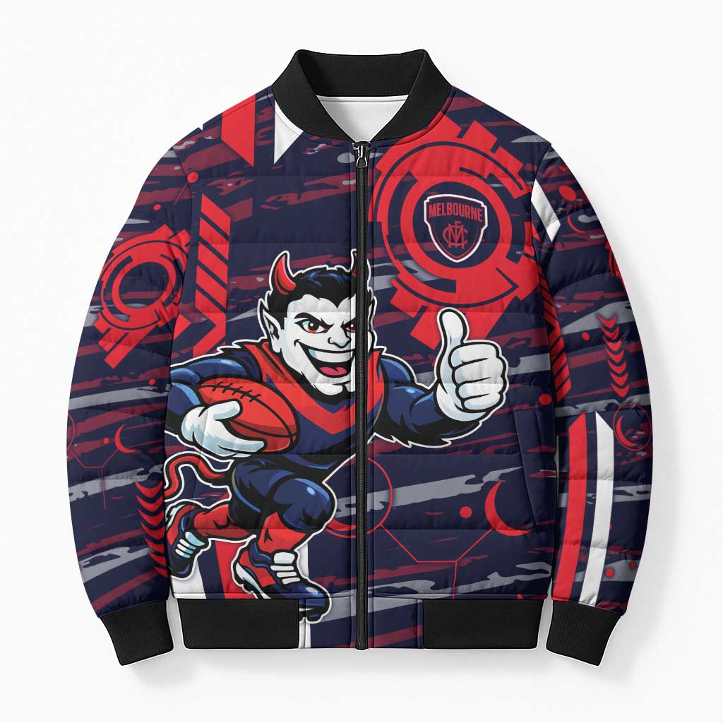 Melbourne Demons Bomber Puffer Jacket Mascot Cartoon Football Illustration Style