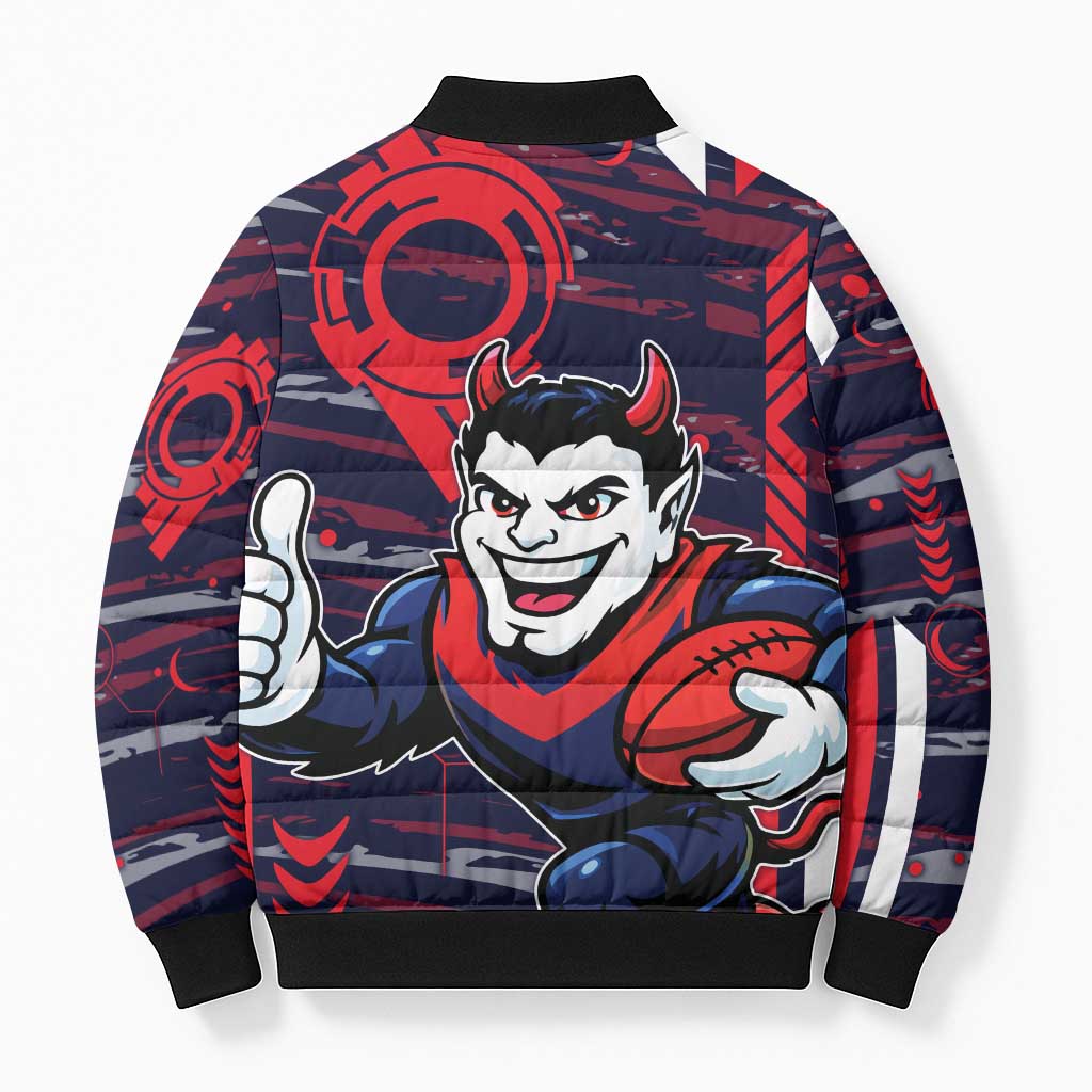 Melbourne Demons Bomber Puffer Jacket Mascot Cartoon Football Illustration Style