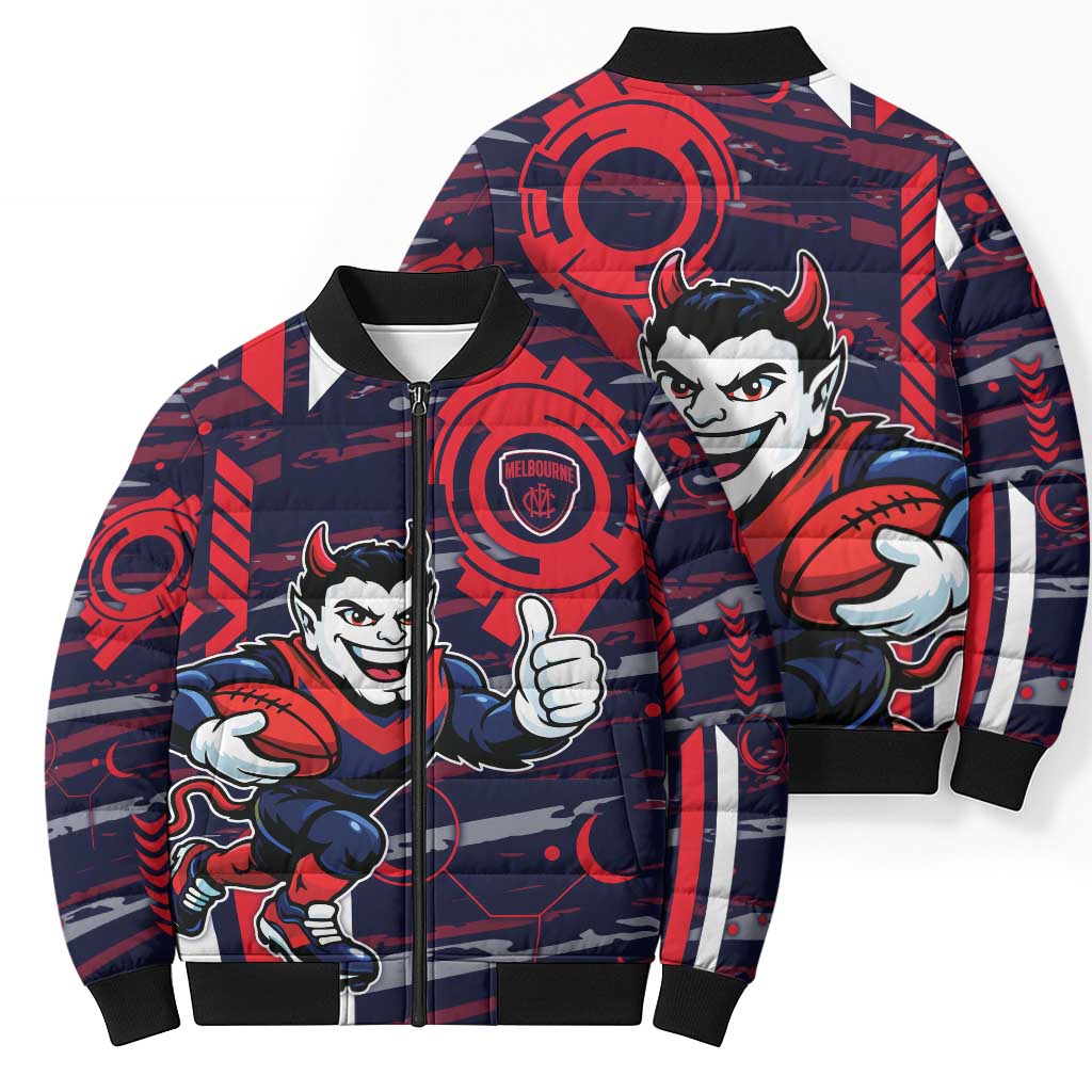 Melbourne Demons Bomber Puffer Jacket Mascot Cartoon Football Illustration Style