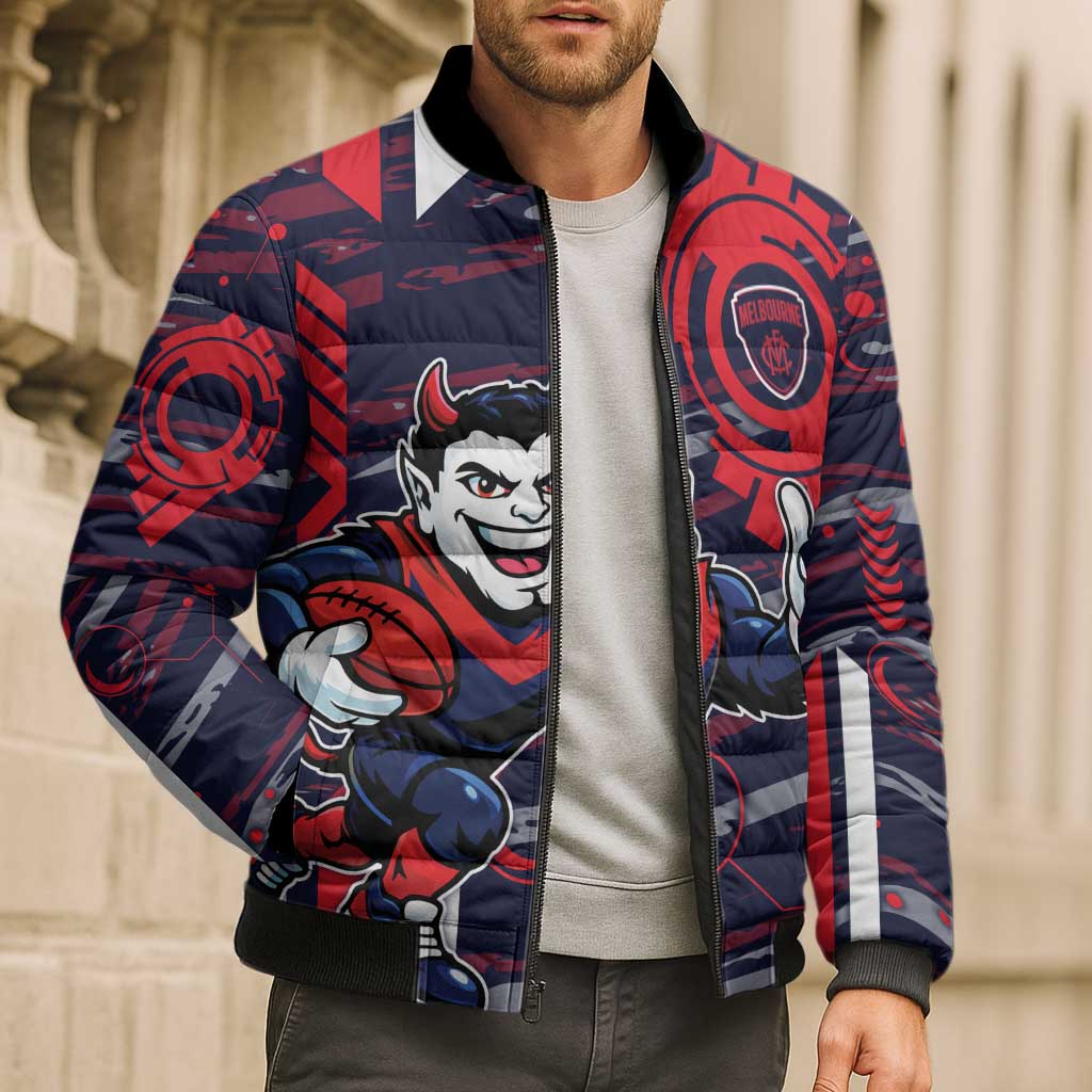 Melbourne Demons Bomber Puffer Jacket Mascot Cartoon Football Illustration Style