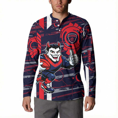 Melbourne Demons Button Sweatshirt Mascot Cartoon Football Illustration Style