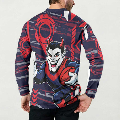 Melbourne Demons Button Sweatshirt Mascot Cartoon Football Illustration Style