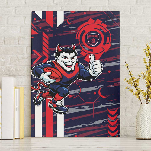 Melbourne Demons Canvas Wall Art Mascot Cartoon Football Illustration Style