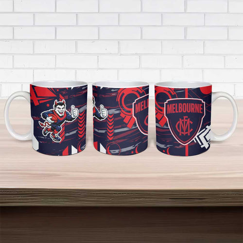Melbourne Demons Ceramic Mug Mascot Cartoon Football Illustration Style