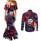 Melbourne Demons Couples Matching Mermaid Dress and Long Sleeve Button Shirt Mascot Cartoon Football Illustration Style