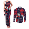Melbourne Demons Couples Matching Tank Maxi Dress and Long Sleeve Button Shirt Mascot Cartoon Football Illustration Style