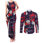Melbourne Demons Couples Matching Tank Maxi Dress and Long Sleeve Button Shirt Mascot Cartoon Football Illustration Style