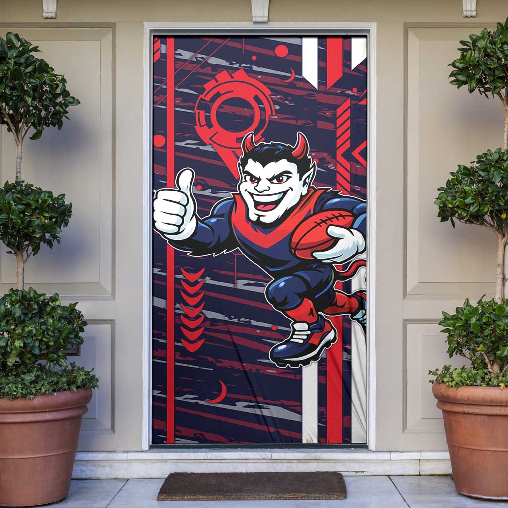 Melbourne Demons Door Cover Mascot Cartoon Football Illustration Style
