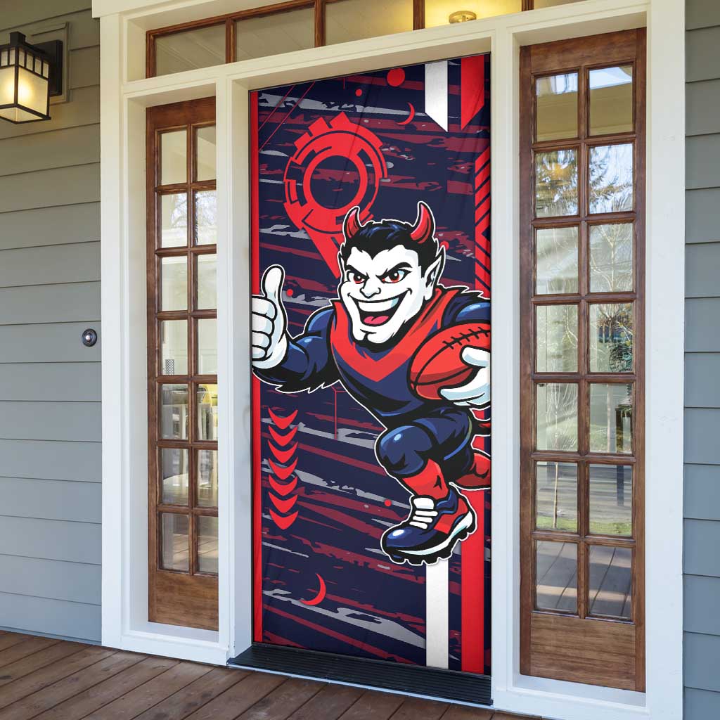 Melbourne Demons Door Cover Mascot Cartoon Football Illustration Style