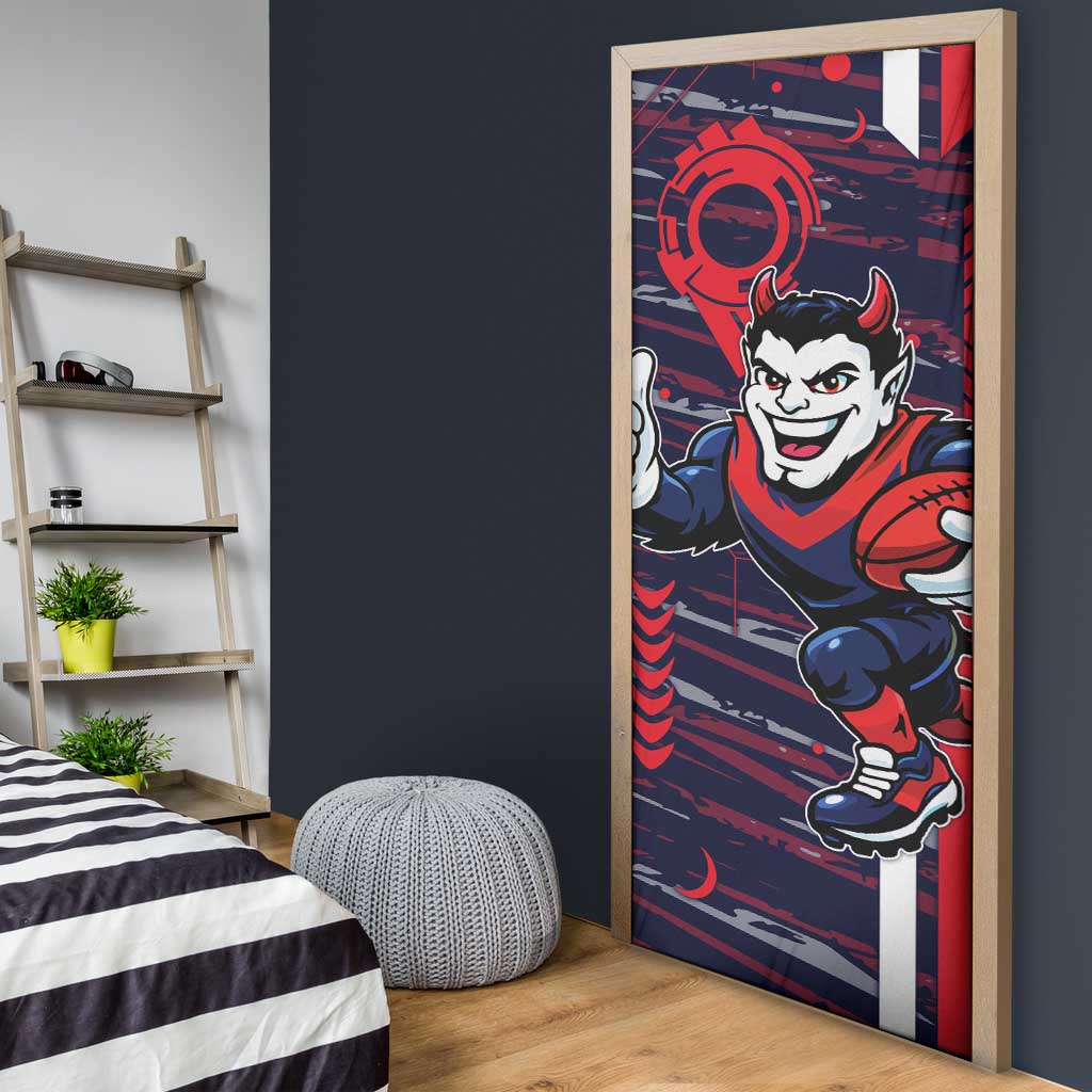 Melbourne Demons Door Cover Mascot Cartoon Football Illustration Style
