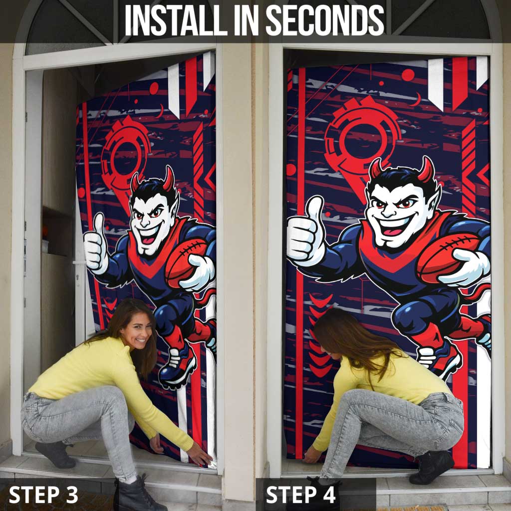 Melbourne Demons Door Cover Mascot Cartoon Football Illustration Style