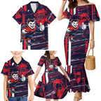 Melbourne Demons Family Matching Mermaid Dress and Hawaiian Shirt Mascot Cartoon Football Illustration Style