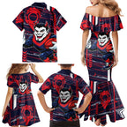 Melbourne Demons Family Matching Mermaid Dress and Hawaiian Shirt Mascot Cartoon Football Illustration Style