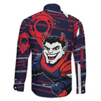 Melbourne Demons Family Matching Mermaid Dress and Hawaiian Shirt Mascot Cartoon Football Illustration Style