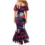 Melbourne Demons Family Matching Mermaid Dress and Hawaiian Shirt Mascot Cartoon Football Illustration Style