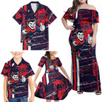 Melbourne Demons Family Matching Off Shoulder Maxi Dress and Hawaiian Shirt Mascot Cartoon Football Illustration Style