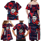 Melbourne Demons Family Matching Off Shoulder Maxi Dress and Hawaiian Shirt Mascot Cartoon Football Illustration Style