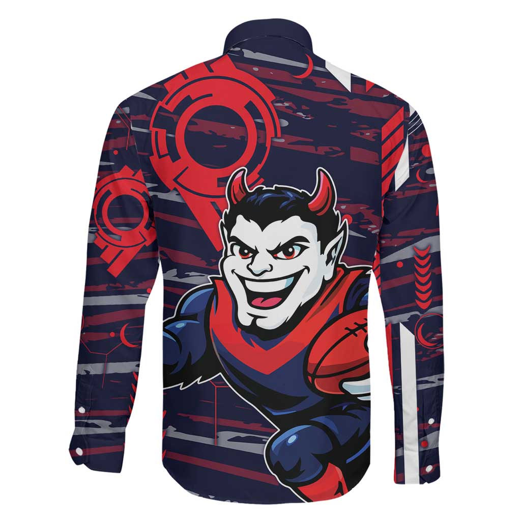Melbourne Demons Family Matching Off Shoulder Short Dress and Hawaiian Shirt Mascot Cartoon Football Illustration Style