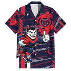 Melbourne Demons Family Matching Short Sleeve Bodycon Dress and Hawaiian Shirt Mascot Cartoon Football Illustration Style