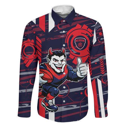 Melbourne Demons Family Matching Tank Maxi Dress and Hawaiian Shirt Mascot Cartoon Football Illustration Style