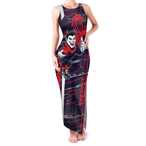 Melbourne Demons Family Matching Tank Maxi Dress and Hawaiian Shirt Mascot Cartoon Football Illustration Style