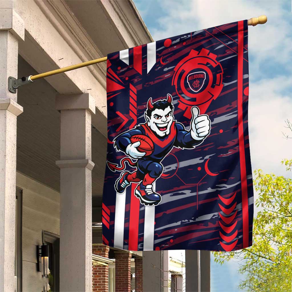 Melbourne Demons Garden Flag Mascot Cartoon Football Illustration Style