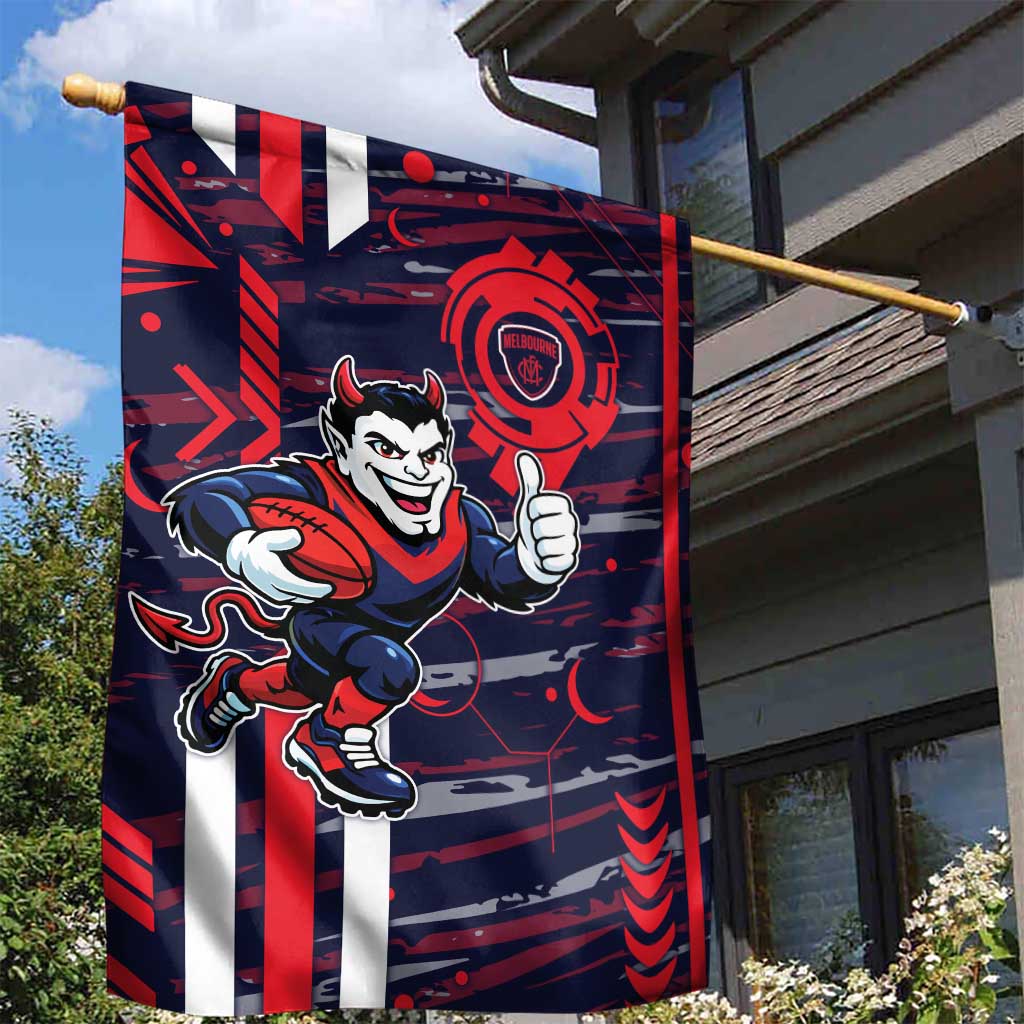 Melbourne Demons Garden Flag Mascot Cartoon Football Illustration Style