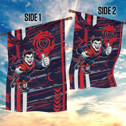 Melbourne Demons Garden Flag Mascot Cartoon Football Illustration Style